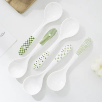 Qingyao Large Soup Spoon Household Ceramic Long Handle Soup Spoon for Serving Ramen, Drinking Soup, 