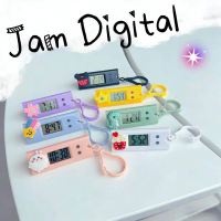 Arloji Gantung Digital dengan Desain Kartun Pelangi, Jam Saku Portable untuk Timer Ujian & Pengingat
