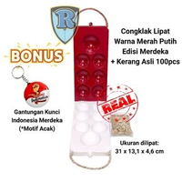 Permainan Congklak Dakon Papan Kayu Lipat Warna Merah Putih Edisi Merdeka + Kerang 100 Biji Kuwuk