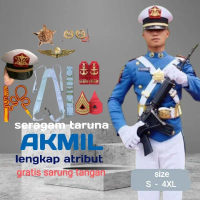 Laris_By Asshidqi Seragam Baju Dinas Taruna Akademi Militer Laris Polos & Plus Atribut Atasan Biru C