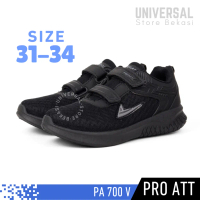 Sepatu Sekolah Anak Laki Perempuan SD PAUD TK Pro Att PA 700 Hitam Polos Perekat Tempel Size 31-34 F