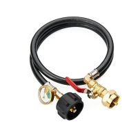 RV Gas Refill Adapter Hose With Gauge And ON Off Control Valve 3 Feet Gas Tank Extension Hose For 1 