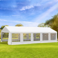 20' x 32' Heavy Duty Party Tent &amp; Carport with Removable Sidewalls and Double Doors, Large Canopy Tent, Sun Shade Shelter, White