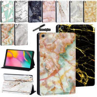 Tablet Case for Samsung Galaxy Tab S7 11/S6 Lite 10.4/S6 10.5/S5e 10.5/S4 10.5 Inch Marble Print Anti-drop Leather Stand Cover