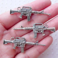 1 Pack 3D Pistol Shape Nail Charms Gold&amp;Silver Punk Metal Gun Nail Jewelry Charm Retro Vintage Gun Charms for Nail Decoration #J