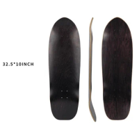 32.5*10 Inch Diy Blank Skateboard Deck Premium 7-Ply Maple Construction Natural Wood Land Surfboard Long Surf Skate Board Black