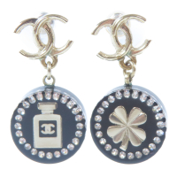 【二手名牌BRAND OFF】CHANEL 香奈兒 金色 黑色 金屬 鍍金 耳環
