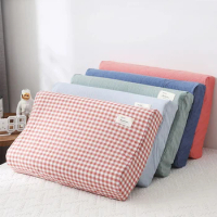 Solid Color Cotton Sleeping Pillow Case Brief Style Plaid Pillowcases Latex Pillow Case Cover 30x50CM/40x60CM