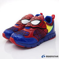 日本月星Moonstar機能童鞋漫威聯名系列寬楦超級英雄蜘蛛人運動鞋款0182紅(中小童段)