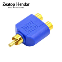 20pcs 2 in 1 RCA Male to 2 RCA Female Y Splitter Audio Adapter Blue