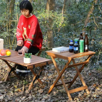 Pine Folding Picnic Table: Durable and Strong Outdoor Camping Table Convenient Garden Furniture with Storage