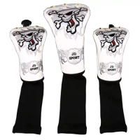 3pcs Golf Club Driver Fairway Wood Head Cover PU Leather with Skull Pattern Headcover With No Tag 3 5 7 x