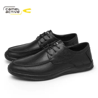 Camel Active Men Loafers Autumn New Retro Black Breathable Man Genuine Leather Men's Trend Casual Shoes DQ120144