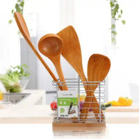 Long Non-stick Kitchen Utensil Frying Pan Tools Supplies Wooden Turners Spatula Cooking Tools Shovel