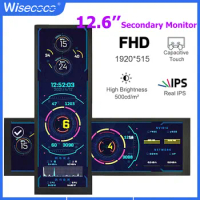 Wisecoco 12.6 Inch Capacitive Portable Aida64 Monitor Ultrawide 1920x515 Touchscreen PC Secondary Display CPU GPU IPS Panel