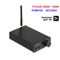 2*300W TPA3255 Bluetooth 5.1 QCC3034 PCM5102 Power Amplifier NE5532 2.0CH Stereo Audio HiFi Audio AMP