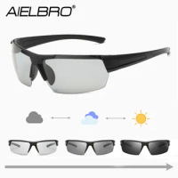 AIELBRO Carbon Fiber Frame Sunglasses for Men 2022 New Cycling Glasses Photochromic Glasses Sports Lenses Men's Sports Glasses