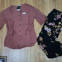 one set Forever sweet setelan one set kulon palazo rayon forever all size kancing depan busui friend