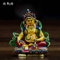 黃財神 藏傳佛教臺灣純銅鍍金彩繪密宗供奉擺件2寸隨身小佛像