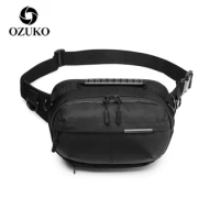OZUKO Waterproof Men Waist Bag Fashion Chest Pack Male Outdoor Sports Crossbody Bag Short Travel Belt Fanny Pack Anti-theft Bag