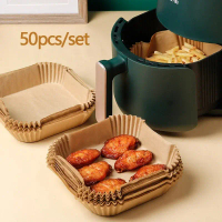 【Crystal】 50pcs/set Air Fryer Disposable Paper Square Baking Paper Liners Paper Barbecue Plate No