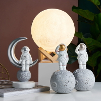 創意宇航員北歐男生兒童房間小擺件太空人月球模型桌面裝飾品禮物