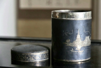 茶葉罐茶空間用器·百年古董 純銀制茶入茶葉罐