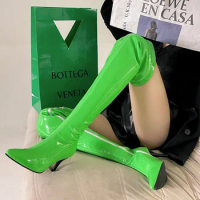 Fashion New Women Over-the-knee Boots Sexy Thin High Heels Pointed-toe Solid Woman Shoes Zipper Boot Female Plus Size 34-48