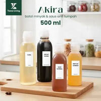 TAMA LIVING Akira Botol Minyak Anti Tumpah 500 ml Label Kotak Botol Saus Sambal Kecap Squeeze Bottle
