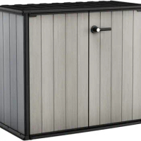 KETER Patio Store 4.6 x 2.5 Foot Resin Outdoor Storage Shed with Paintable and Drillable Walls for Customization