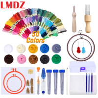 LMDZ Embroidery Kit Needle Felting Kit Needle Felting Supplies beginner Embroidery Hoops Frame Thread Cross Stitch Wool Roving