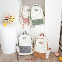 [RISSA] Ransel Fleur Vintage Backpack Ransel Motif Bunga Vintage Korean Style Tas Wanita Kekinian Ta