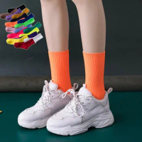 17 Colors Harajuku Neon Socks Women Hip Hop Streetwear Fluorescent Bright Candy Colors Cool unny Soc