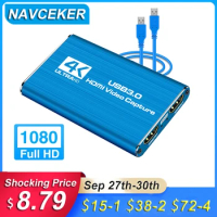 2024 Mini Video Capture Card USB 3.0 HDMI Video Grabber Recorder Box PS4 Game DVD Camcorder HD Camera Recording Live Streaming