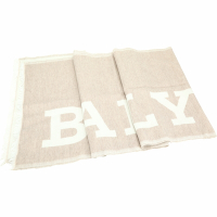 BALLY 字母標誌羊毛混紡流蘇圍巾(米杏色)