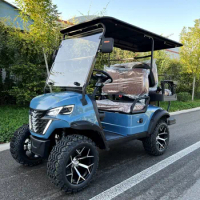 China 48V Lithium Battery 4 Wheel 4 Seater Golf Car 5KW Lifted Sightseeing Travel Electric Golf Scooters Solar Panels Golf Cart