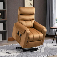 Power Lift Chair, Velvet Touch Upholstered Recliner Chair for Elderly with Vibration Massage, Remote Control, Side Pockets, Brow