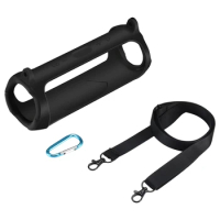 Black Silicone Protective Cover With Strap Carabiner for -JBL Charge 5 Speaker