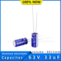 20/Pcs 33uf 63v Capacitor 6X11 High Quality High Frequency Low Resistance Aluminum Electrolytic Capacitor 63V 33uF 6*11mm