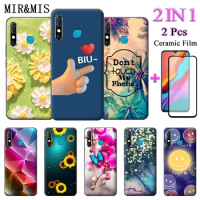 For Infinix Hot 8 Silicone Soft Case For Infinix Hot 8 Cover X650C X650B X650D 2 IN 1 With Two Piece Ceramic Protector Screen