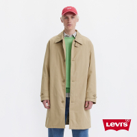 Levis 男款 寬鬆長版風衣外套 / 工裝卡其色 / 領圍扣設計