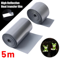 2-5cm Heat Transfer Reflective Tape 5M Reflective Strip Sticker for DIY Clothing Bag Shoes Iron on Safety Clothing Supplies