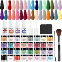 32 Color Dip Nail Powder Starter Kit - 36 Bottle Blue Cheese Yellow Dip Powder Kit with Base Top Coa