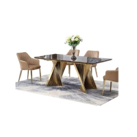 Marble stainless steel dining table set dining chair