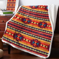 American Tribal Pattern Winter Warm Cashmere Blanket for Bed Wool Throw Blankets for Office Bedspread