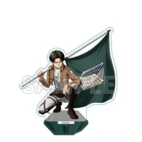 Attack on Titan Anime Levi Ackerman Acrylic Stand Doll Anime Eren Yeager with Flag Figure Model Plate Cosplay Toy