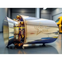 100% Luckystar Exhaust Tip Muffler Custom Gold Screw/Titanium Screw Body Good Quality Large (Body 4.