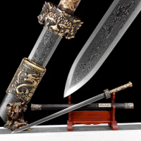 Battle Ready Chinese KUNGFU Real Sword Han Dynasty Jian Folded Damascus Steel Blade