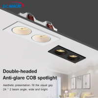 Recessed Double LED Dimmable Downlight Square Ceiling Spot Lamps 7W 12W AC110V/220V for House Bedroom Kitchen Indoor Home Light