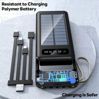 Power Bank 10W Outdoor Solar 80000mAh Super Large Capacity Mobile Power Supply Type-C with Shared Detachable Charging Cables